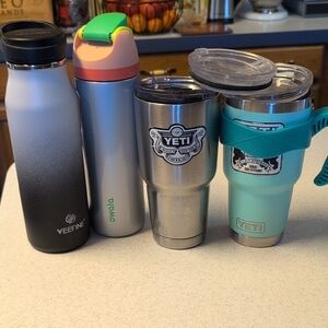 YETI Stainless Steel and Mint Tumblers